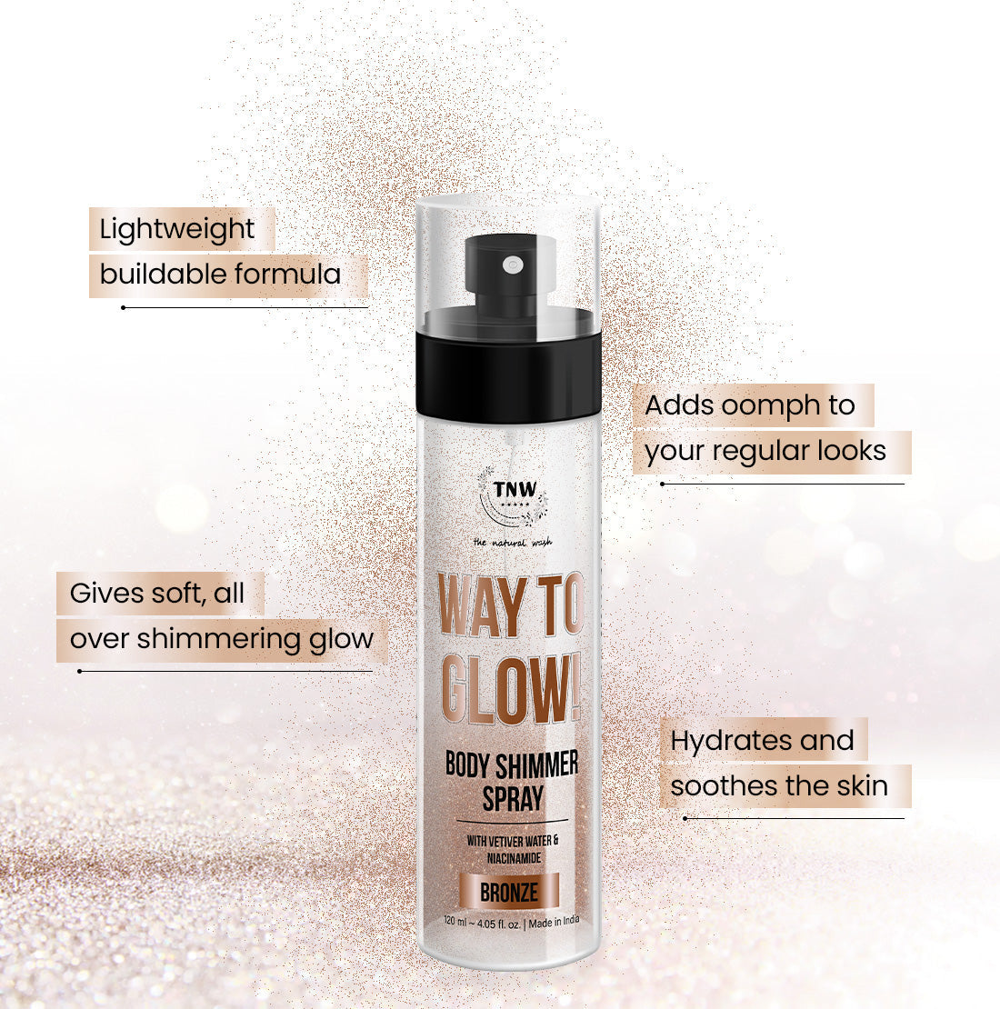Way to Glow Body Shimmer Spray for Nourishes skin & Enhance skin texture . (Stock Clearance)
