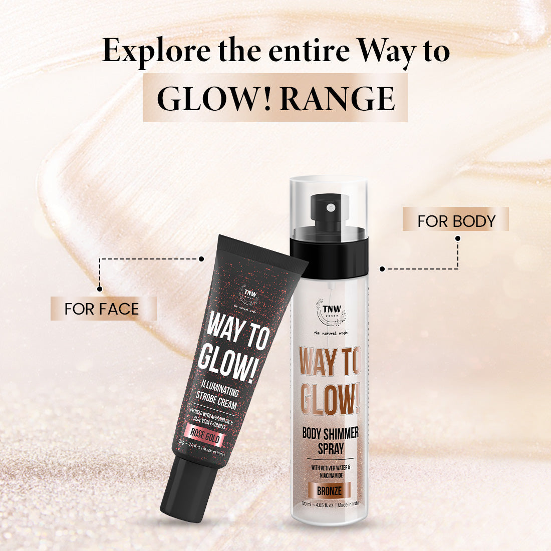 Way to Glow Body Shimmer Spray for Nourishes skin & Enhance skin texture . (Stock Clearance)
