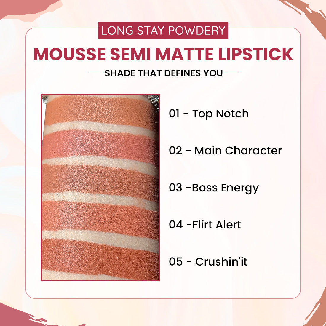 Longstay Powdery Mousse Semi Matte Lipstick 2.0 | Intense Color, Lightweight Comfort