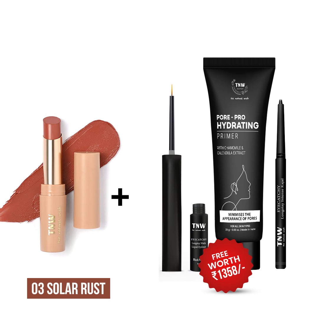 BUY BULLET LIPSTICK GET KAJAL + EYELINER + PRIMER FREE