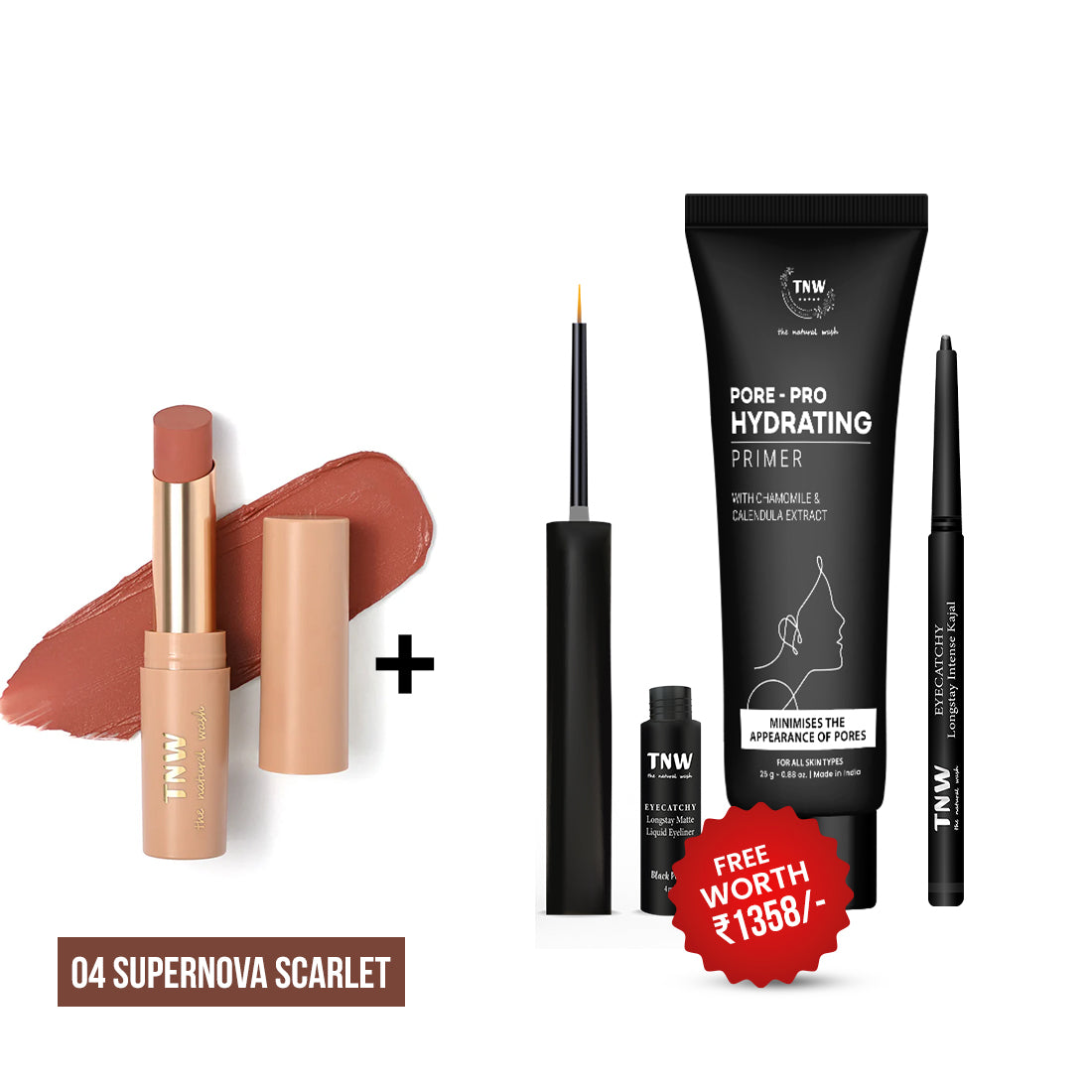 BUY BULLET LIPSTICK GET KAJAL + EYELINER + PRIMER FREE