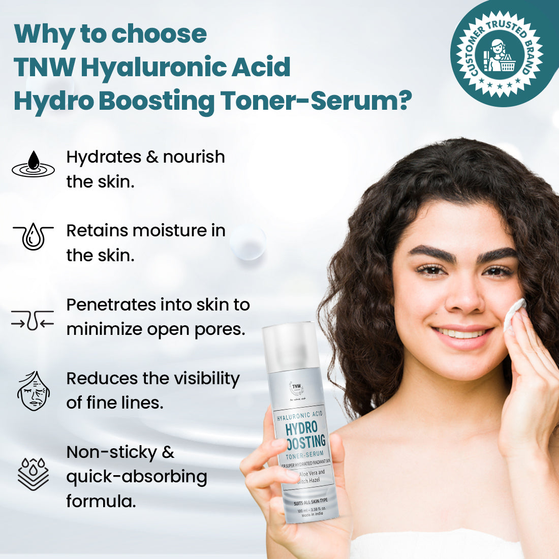 Hyaluronic Acid Hydro Boosting Toner-Serum for Hydrating & Glowing Skin.