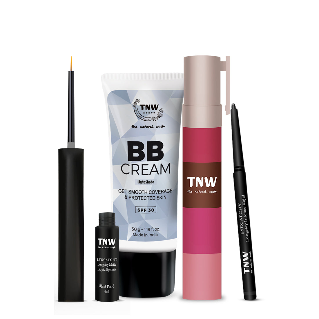 Makeup Kit (BB Cream (Light Shade), Kajal, Eyeliner, Lipstack (Playlist)