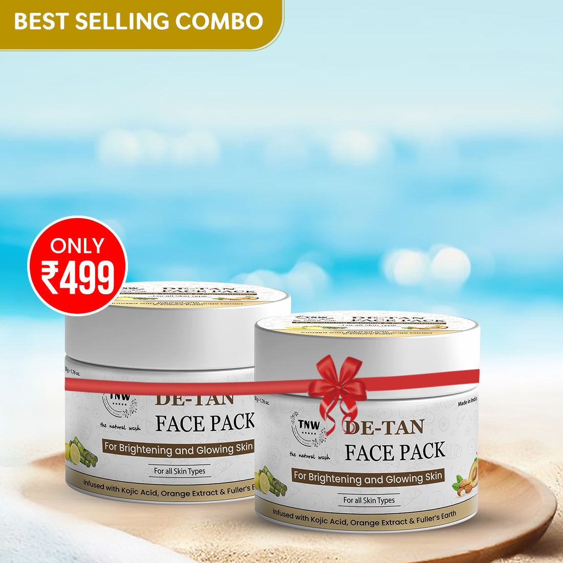 DOUBLE GLOW - DE-TAN FACE PACK FOR GLOWING 50G + DE-TAN FACE PACK FOR GLOWING SKIN 50G