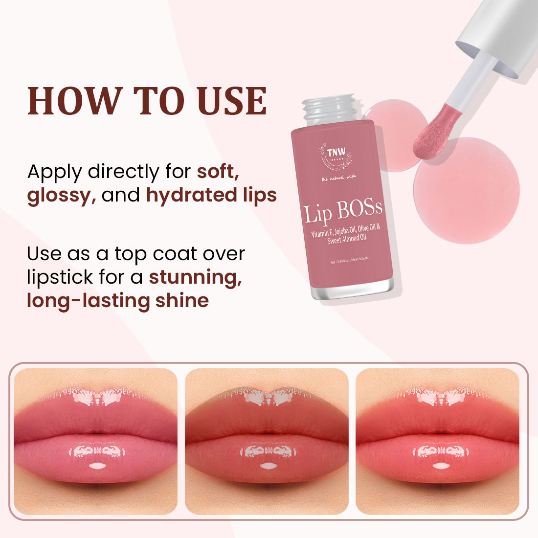 Lip Balm with Application Instructions and Before/After Effects on Lips