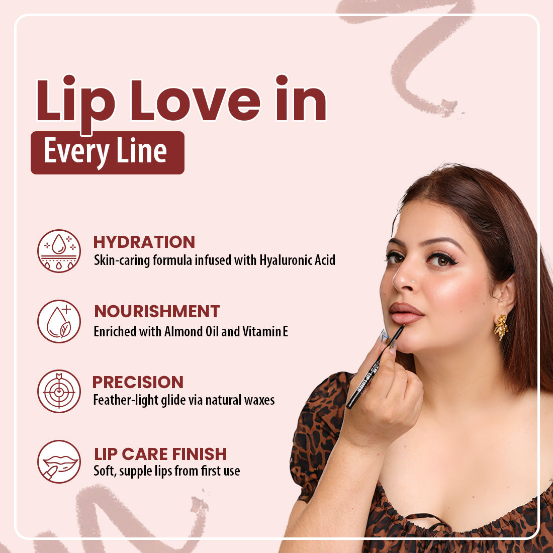 Glide & Shine Lip Liner | Chicline Maroon | Hydrating | Defining | Longlasting Wear