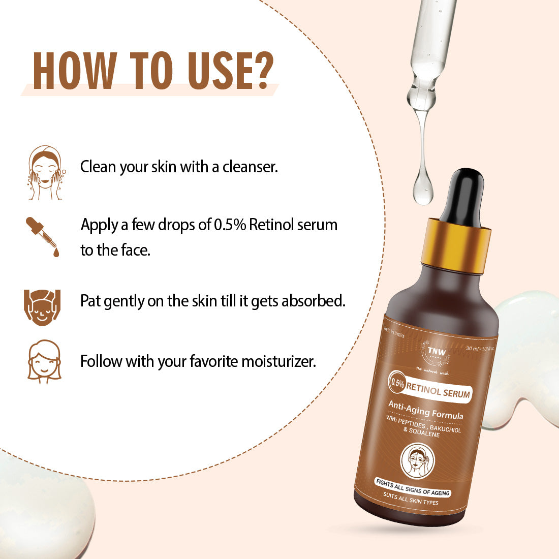 how to use TNW 0.5% retinol serum