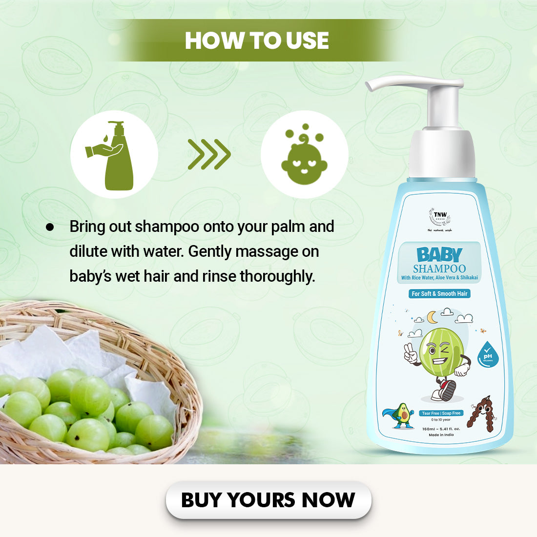 Baby Shampoo for Gentle Cleansing & Soft, Shiny Hair
