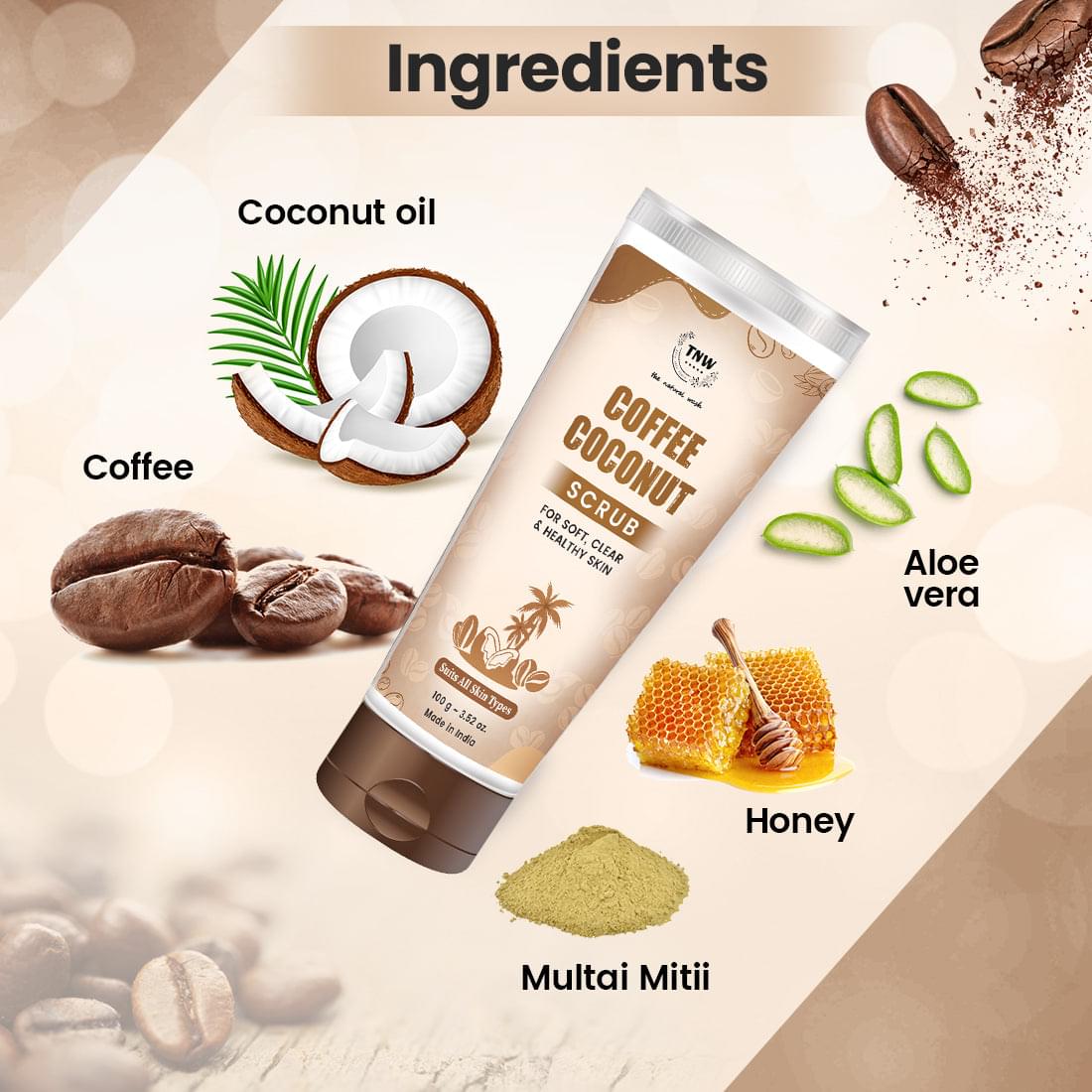 ingredients Coffee Coconut Scrub for Radiant & Healthy Skin (Natural & Harsh Chemical-Free Scrub)