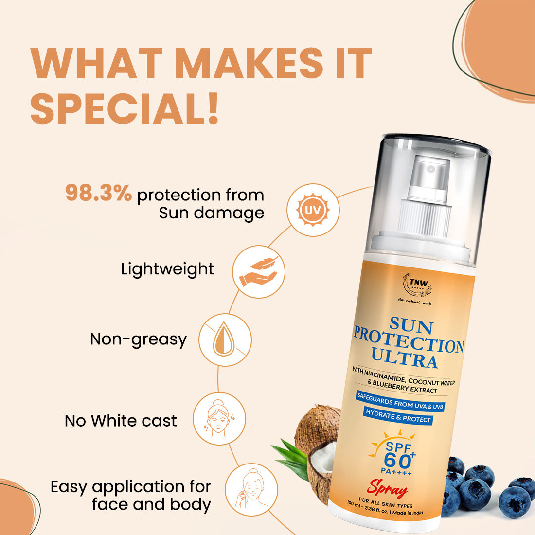 what make it special SUN Protection ULTRA SPF 60 SPRAY With Niacinamide & Hyaluronic Acid | For Ultra Sun Protection Against UVA/UVB