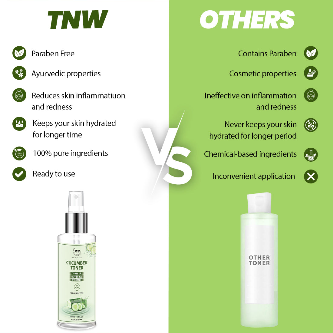 TNW vs Others how to use Why to choose TNW Cucumber Toner Cucumber Toner (Toner & Makeup Remover)