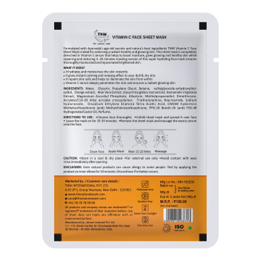 Vitamin C face sheet mask Back