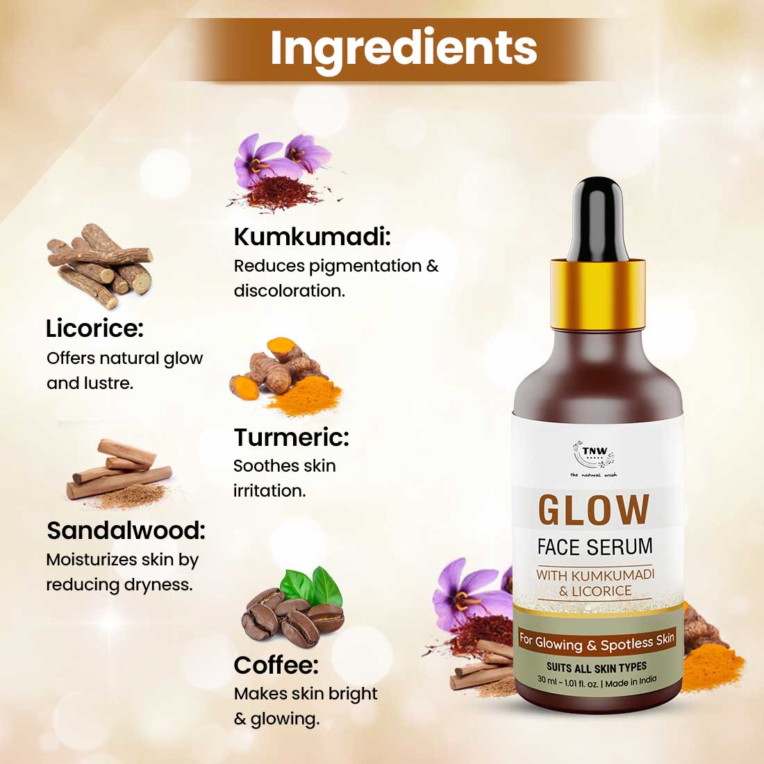 ingredients kumkumadi Glow Face Serum for Radiance