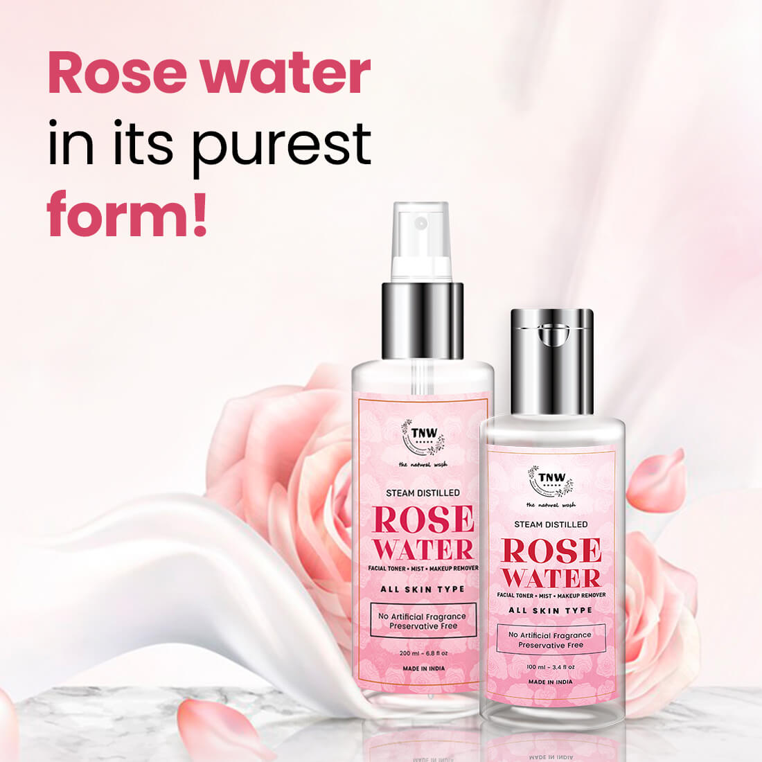 Steam Distilled Pure Rose Water - 200ml