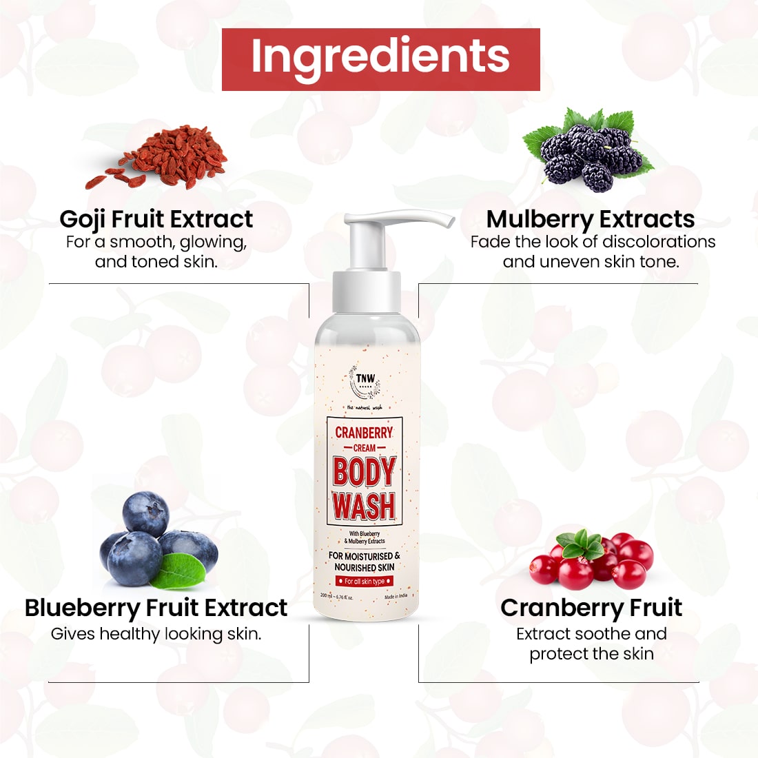 Cranberry Cream Body Wash For skin brightening & skin nourishment