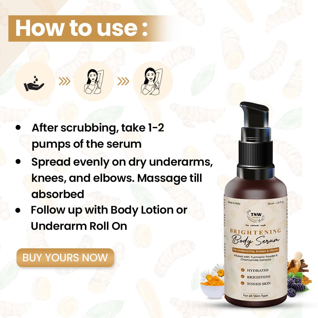 Body Brightening Serum With Turmeric Powder and Chamomile Extracts | 6 Months Expiry