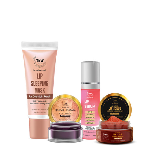 Lip Care Kit for Pigmented Lips (Lip sleeping mask, Herbal lip balm, Lip serum, Lip scrub)