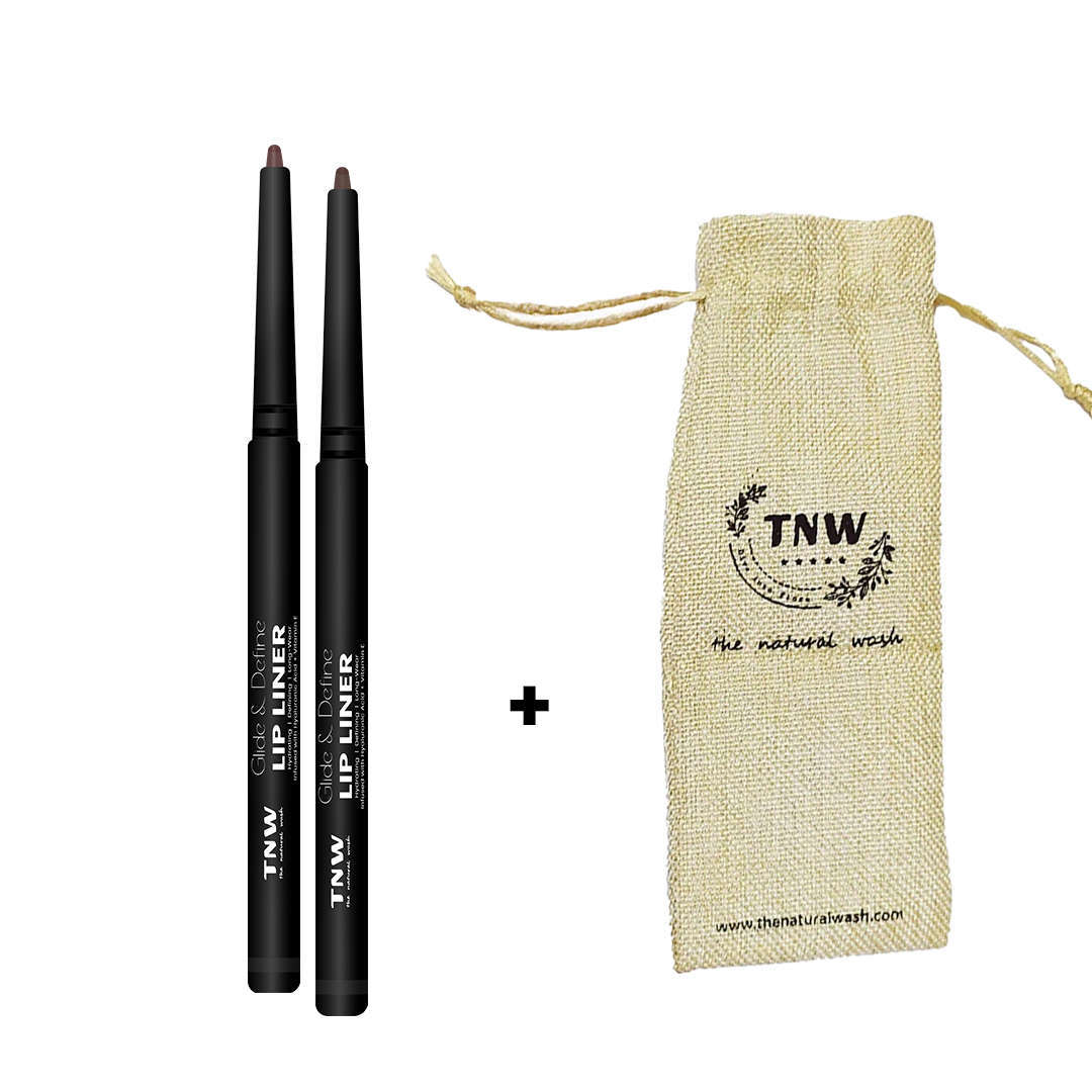 Glide & Shine Lip Liner Duo with Jute Pouch | Hydrating Long-Wear Lip Liner | Chicline & Boldline | 2 x 0.35g