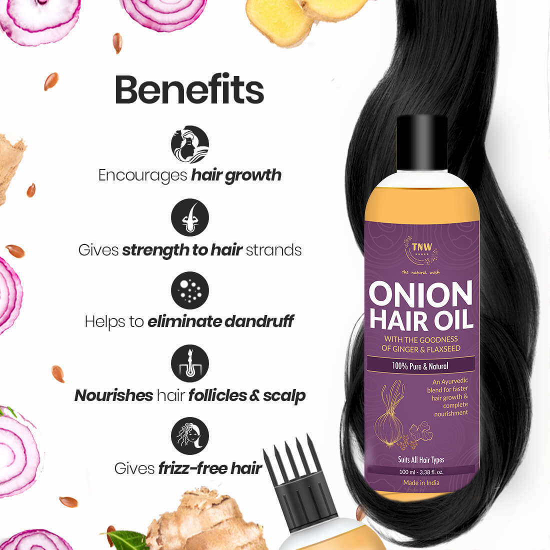 Onion Hair Oil No Mineral Oil & Silicones