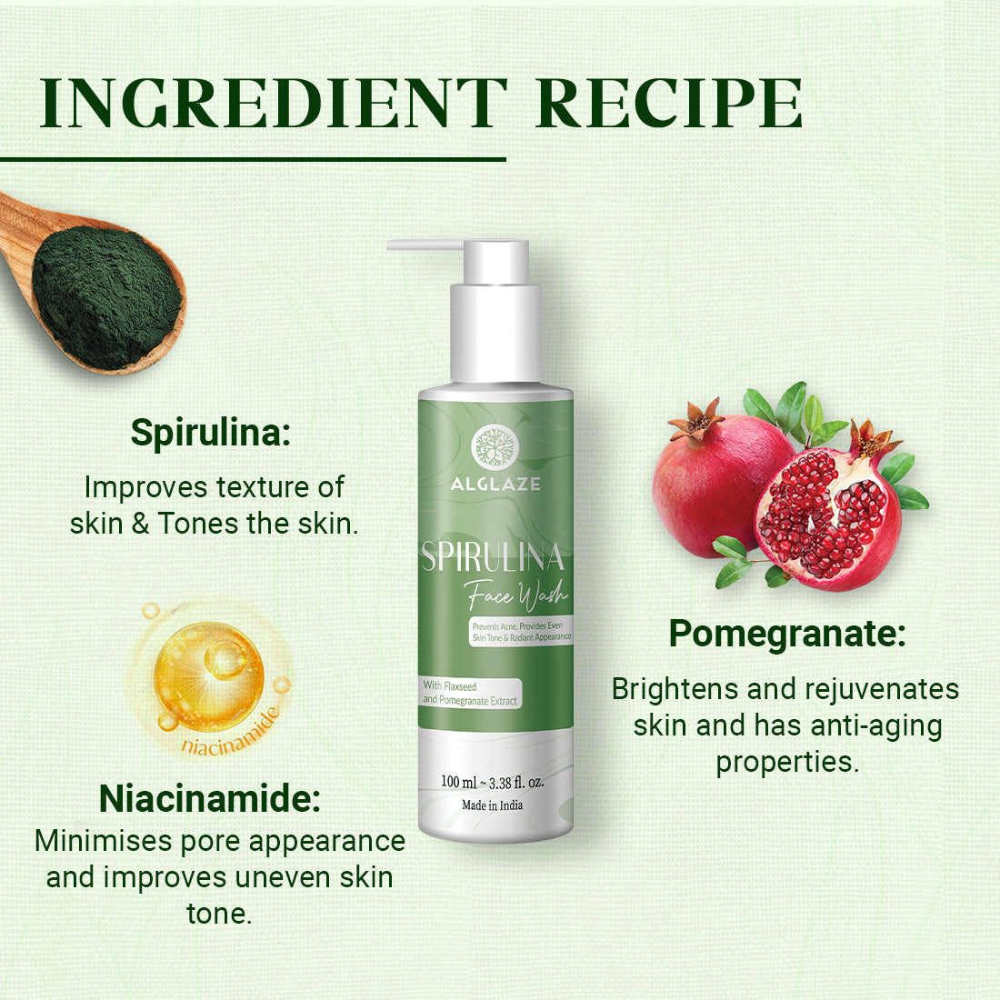 SPIRULINA FACE WASH With Spirulina Algae & Niacinamide By TNW - The Natural Wash