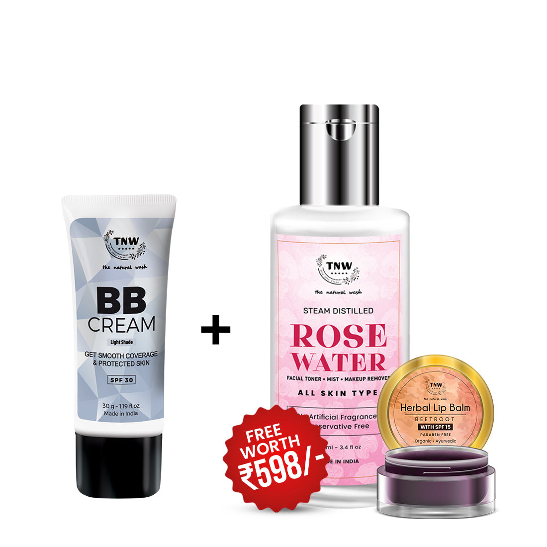 BUY BB CREAM, GET ROSE WATER (100ML) + BEETROOT LIP BALM FREE