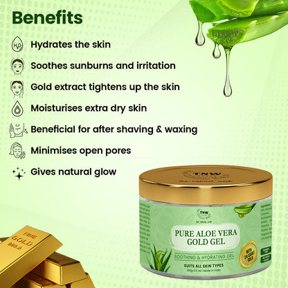 Pure Aloe Vera Gold Gel (With 90% Aloe Vera & 24 Carat Gold Leaves).