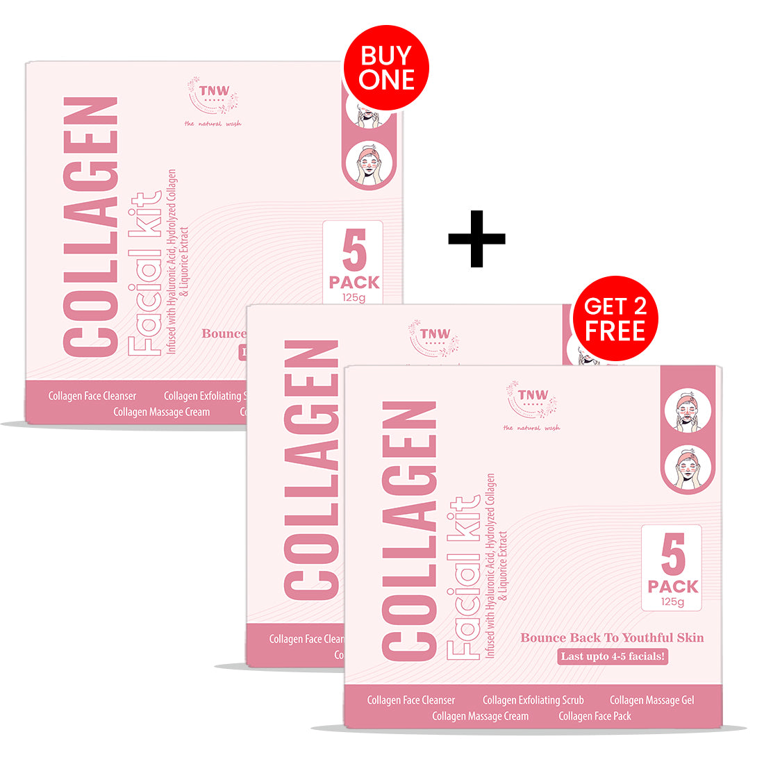 3x Combo of Collagen Facial Kit (Cleanse| Exfoliate |Hydrate| Massage | Nourish)
