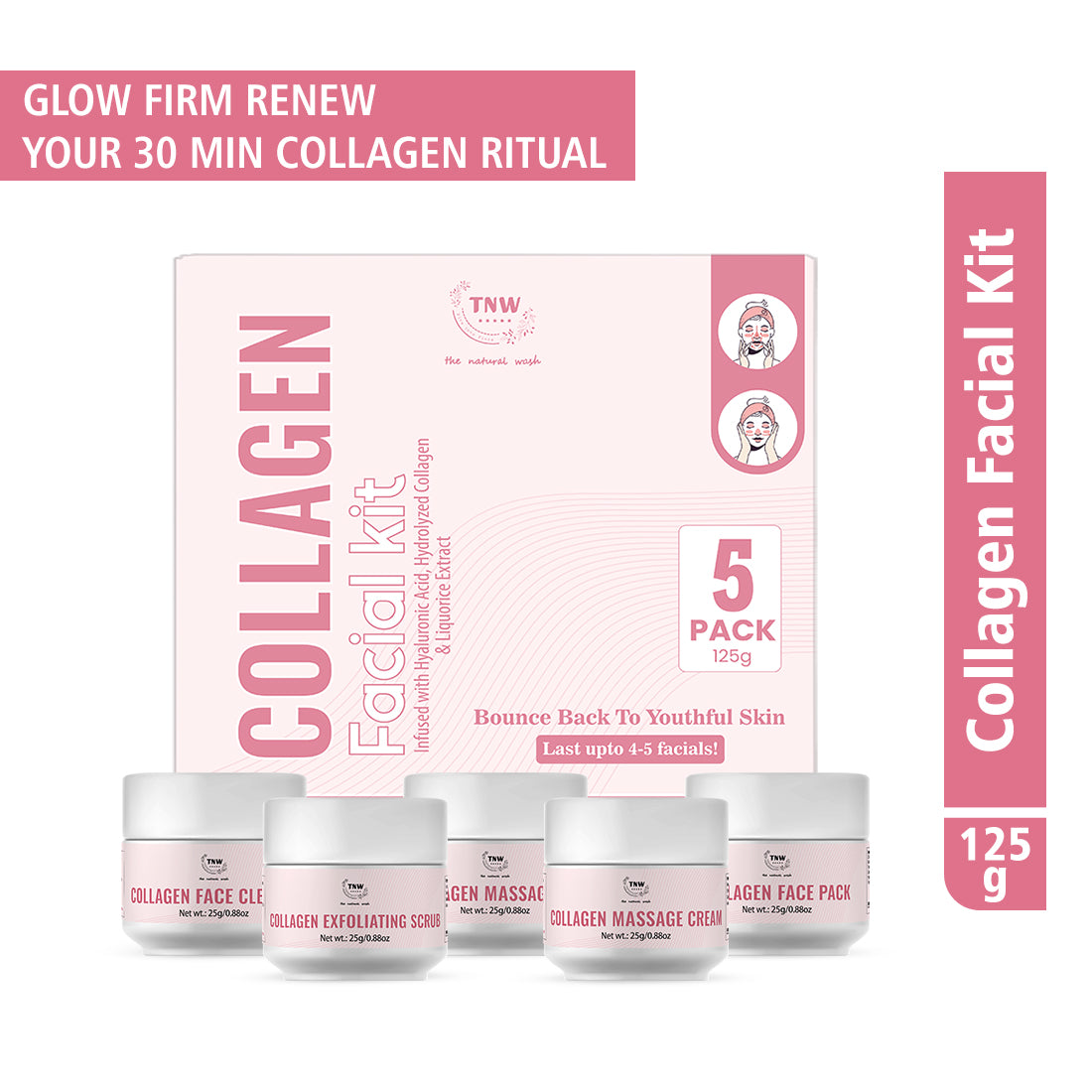 Collagen Facial Kit (Cleanse| Exfoliate |Hydrate| Massage | Nourish) B3P1