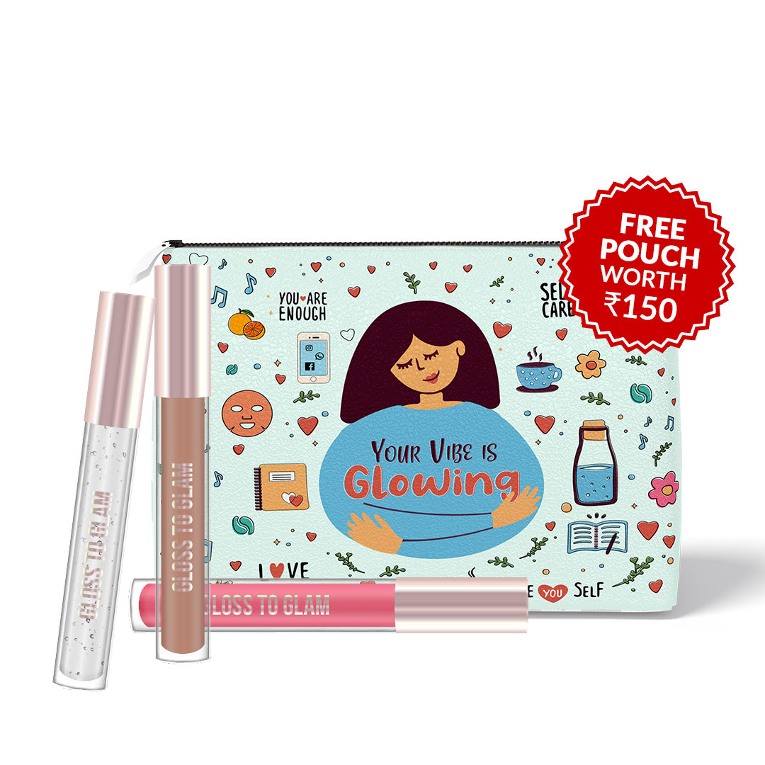 Gloss To Glam Lipgloss Trio Dessert-Inspired Shades(Slush, Truffle, Raindrop + Get a free Pouch)