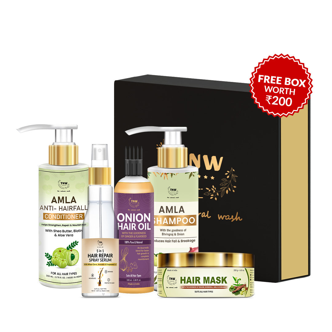 Anti-Hair fall Hamper (Amla Hair Conditioner, 5 in 1 Hair Serum, Oniion Hair Oil, Amla shampoo, Hair mask + FREE Gift Box)