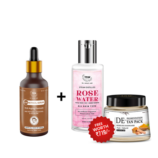 PAY FOR RETINOL SERUM, GET DE-PIGMENTATION PACK + STEAM DISTILLED ROSE WATER (100ml) FREE
