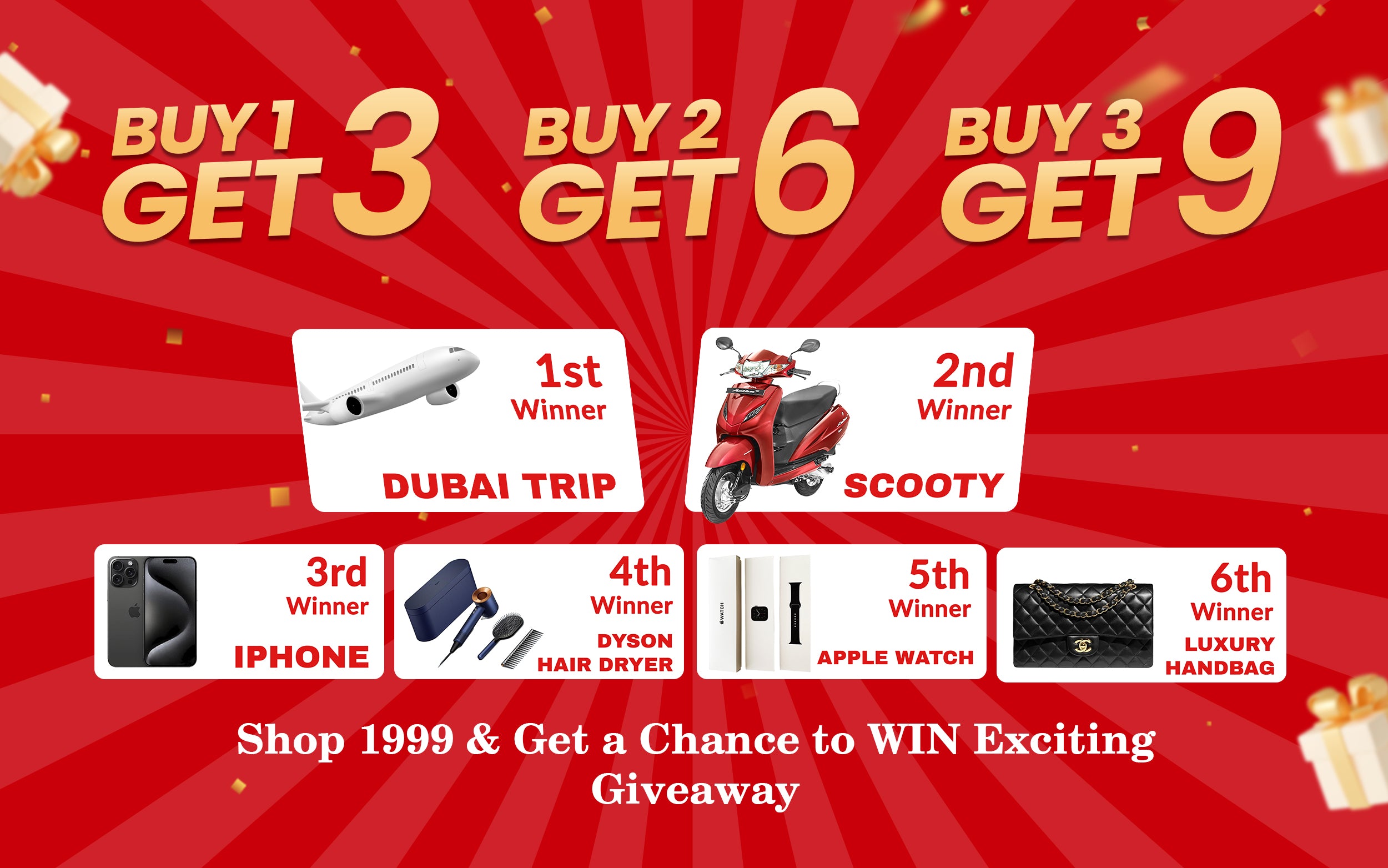 Giveaway buy 1get 3