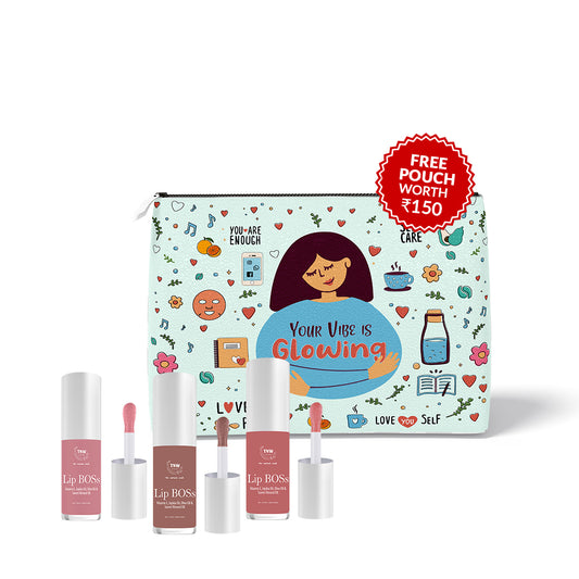 Lip Boss Trio Lip Oil Shades(Top Notch(01), Main Character(02), Flirt Alert(04)) + Get a FREE Pouch