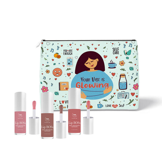 Lip Boss Trio Lip Oil Shades(Pinky promise(01), Chai date(02), Gossip peach(03)) + Get a FREE Pouch