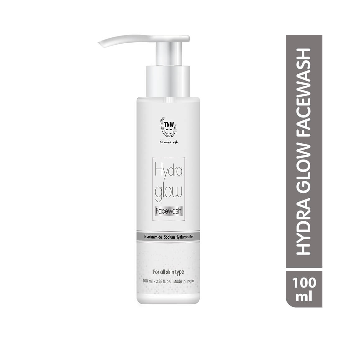 Hydra Glow Face Wash bottle with pump on a white background