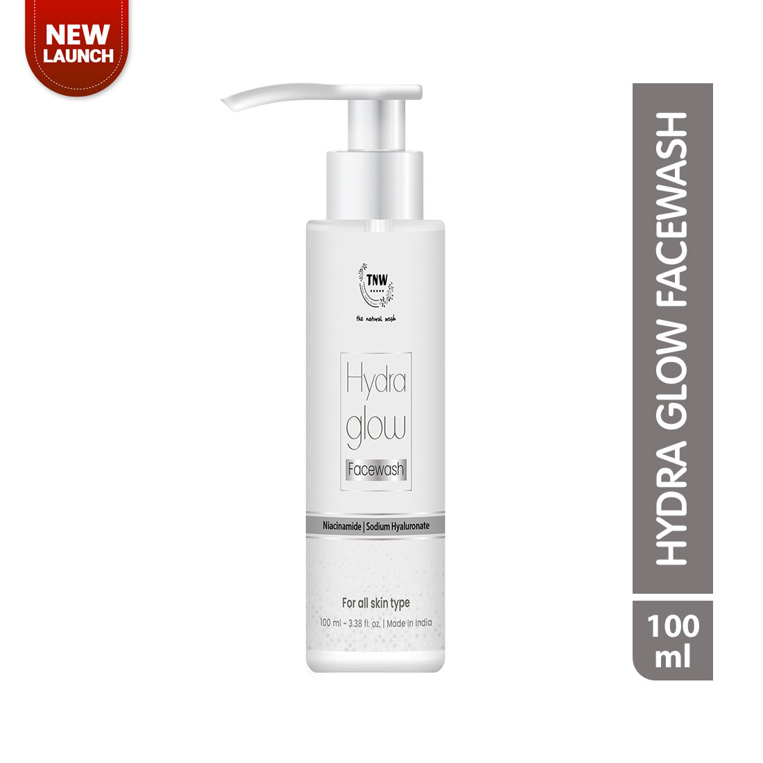 Hydra Glow Face Wash bottle with pump on a white background