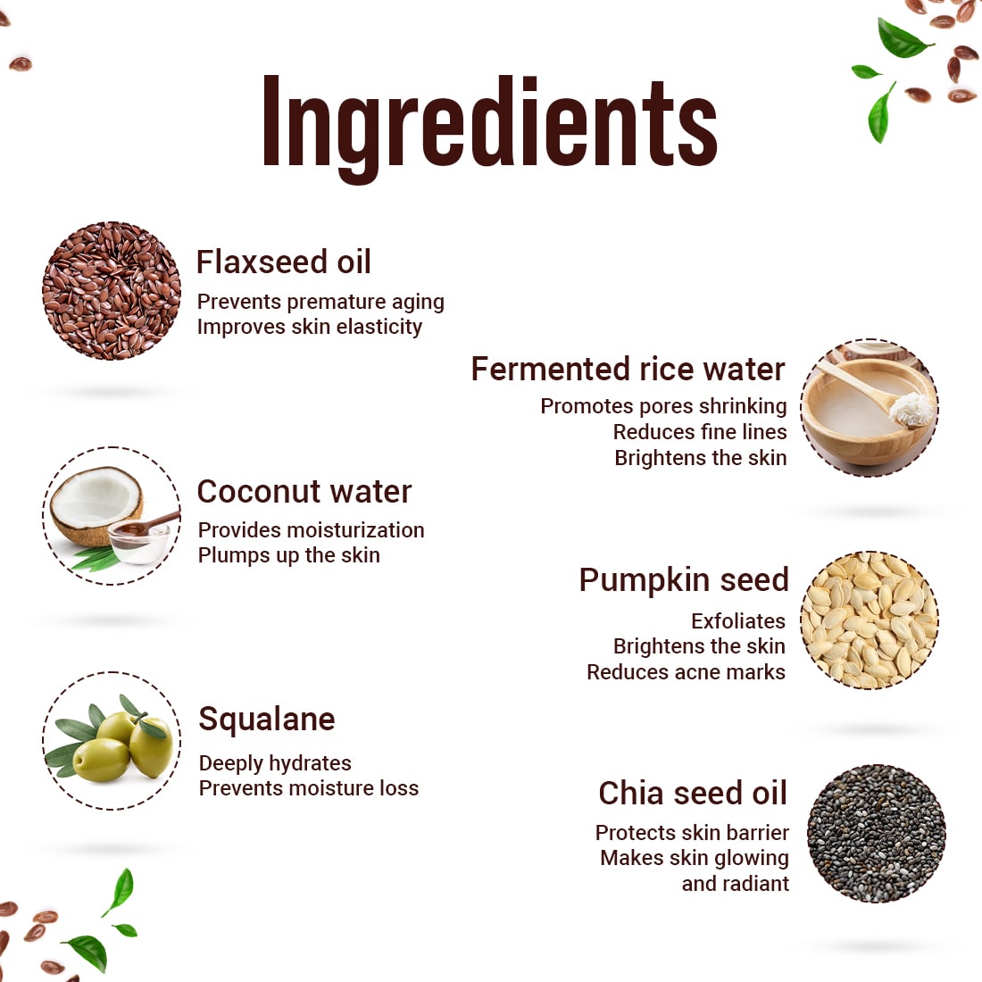 Ingredients of TNW Seed Smoothie Overnight Revive Mask 
