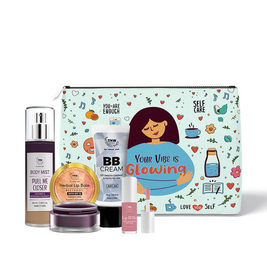 Kit For Natural Make Up Look (Body mist, Lip balm, Lip Boss (Pinky promise), BB Cream(Light Shade) + Get a FREE Pouch)