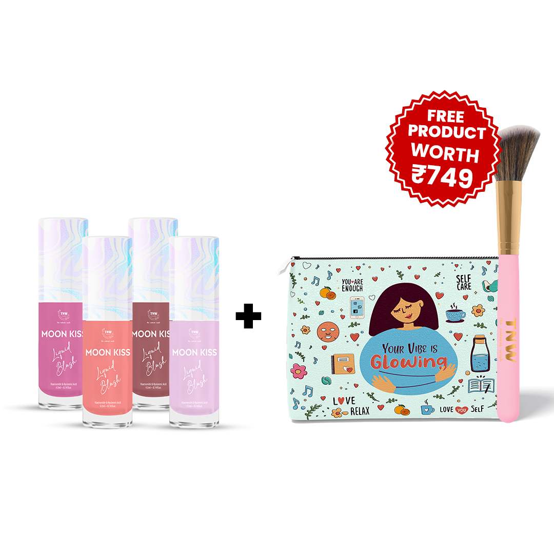 Moon Kiss Liquid Blush | Dewy & Long-Lasting Cheek Tint (Combo blush with brush) + Canvas Pouch Free