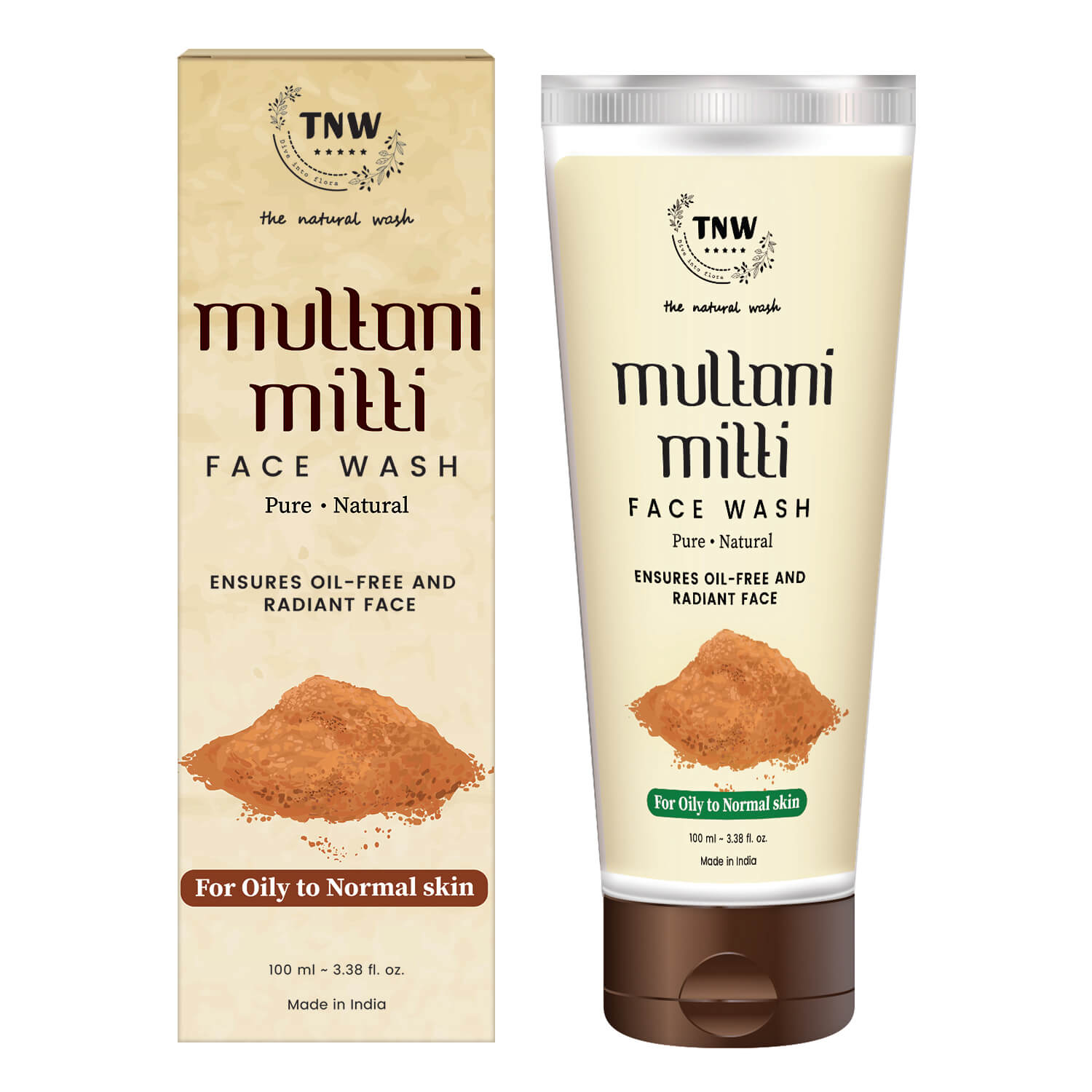 Multani Mitti Face Wash packaging with tube and box on a white background