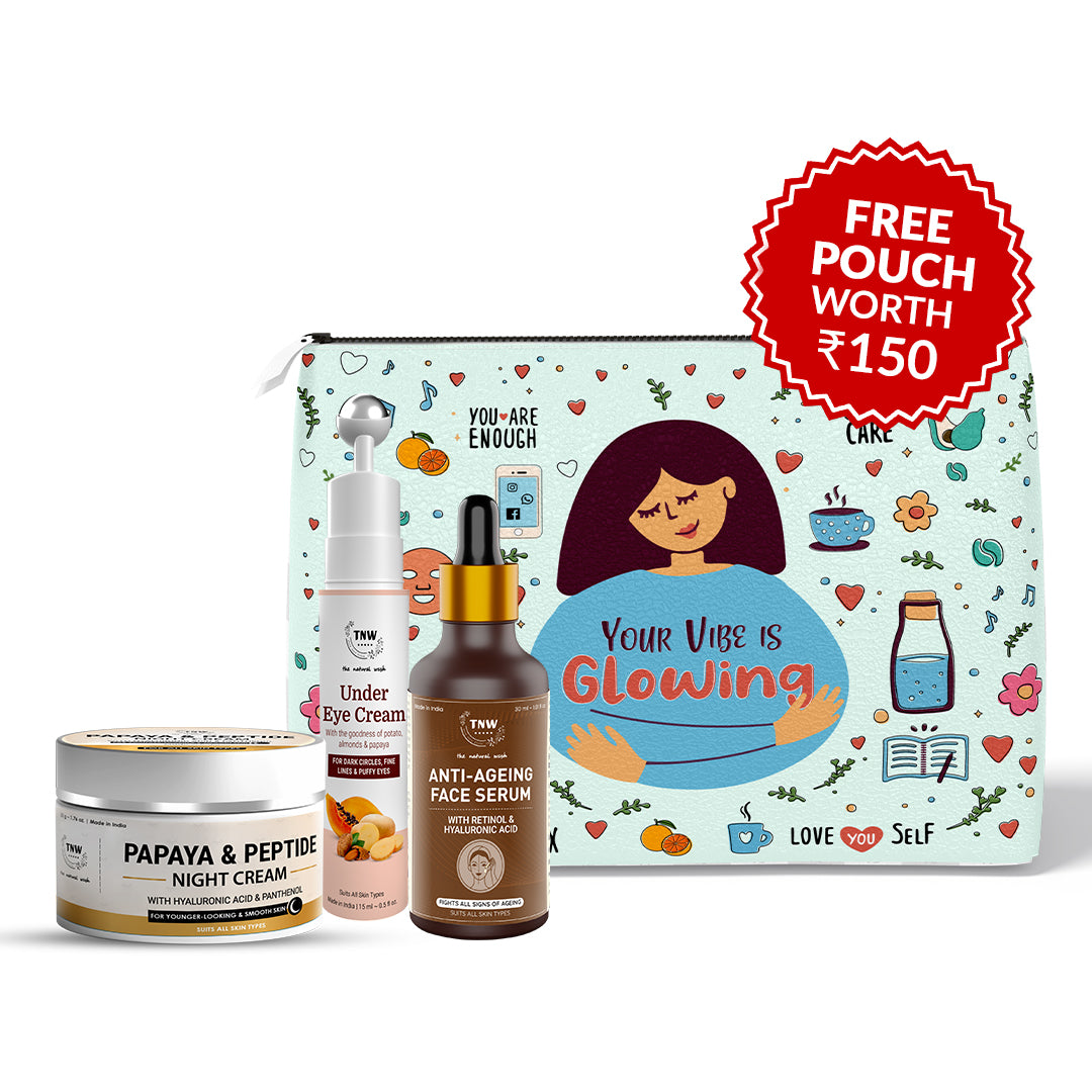 Bye-Bye Dark Circle Kit (Papaya & Peptide Night Cream, Under Eye Cream, Anti-Ageing Face Serum + Free Pouch)