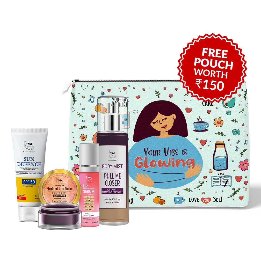 Travel Essential Kit (Sun defence SPF50, Herbal lip balm, Lip serum, Body mist pull me closer + free kit)