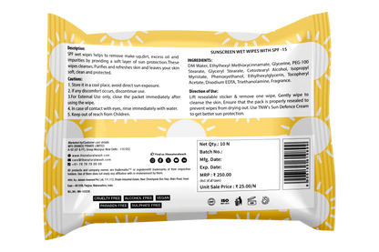 Sunscreen Wet Wipes with SPF15 - Backside 
