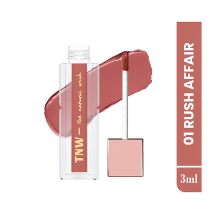 Comfy Matte Liquid Lipstick | 01 Rush Affair | Weightless, Hydrating & Long-Wear | Shea Butter, Hyaluronic Acid & Jojoba Oil | Paraben-Free | 3ml