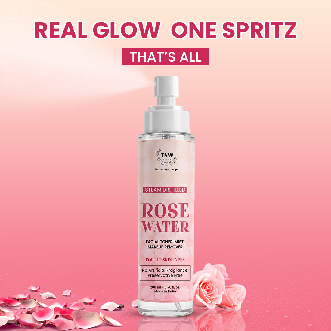 Steam Distilled Pure Rose Water - (Free from Artificial Fragrance & Alcohol)