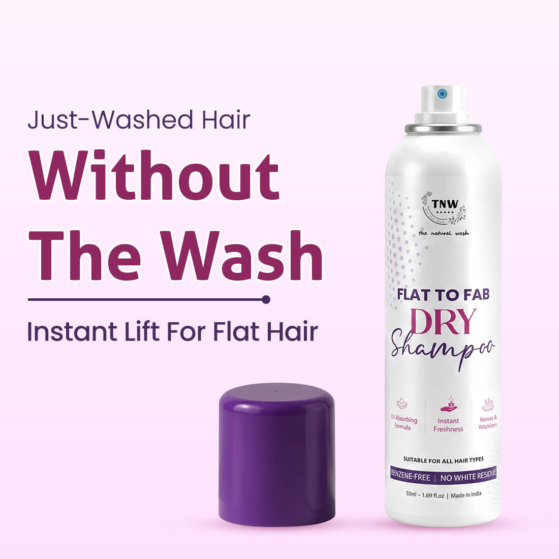 Flat to Fab Dry Shampoo | Instant Oil Absorption, Fresh Hair & Voluminous Roots | 50ml - 50ml