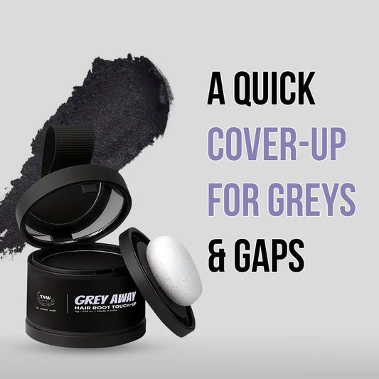 Grey Away Hair Root Touch-Up | Instant Grey Coverage, Easy Blend & Intense Black Finish | 4g