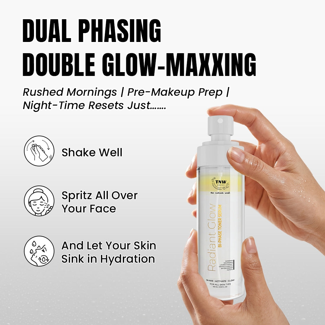 Radiant Glow Bi-Phase Toner Serum | Niacinamide, Bifida Ferment & Bakuchiol (Exclusive)