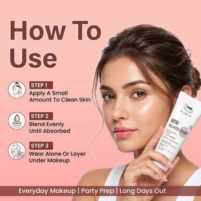 2 in 1 Glass Grip Moisturizer Primer | Lasting Hydration, Smooth Makeup Base & Dewy Glow | 50g