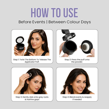 Grey Away Hair Root Touch-Up | Instant Grey Coverage, Easy Blend & Intense Black Finish | 4g